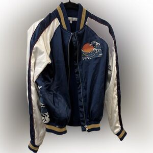 Lovers + Friends | Let’s Get Wavy | Navy and White Bomber Jacket | Sz XS